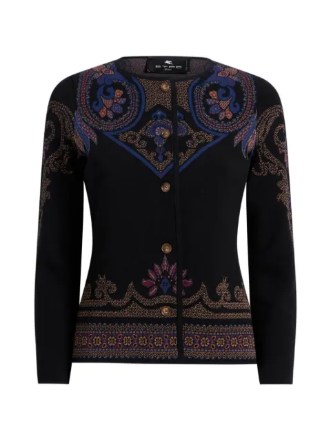 ETRO jacquard cardigan with foliage motif Black WRKP0032AQ12M