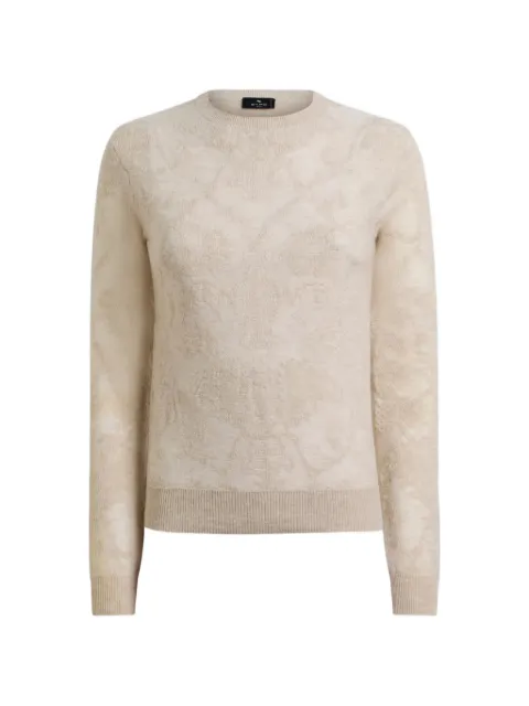 ETRO wool jacquard sweater with placed motif Neutrals WRKE0177AQ12O
