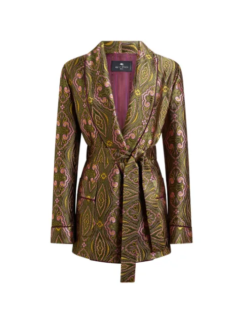 ETRO jacquard jacket with belt and floral medallion motif Green WRCA002299TJF11