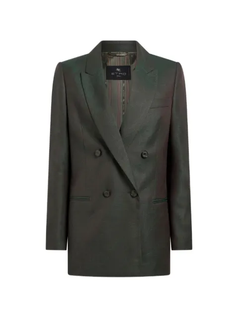 ETRO double-breasted wool jacquard jacket with Paisley motif Green WRCA010899TJ212
