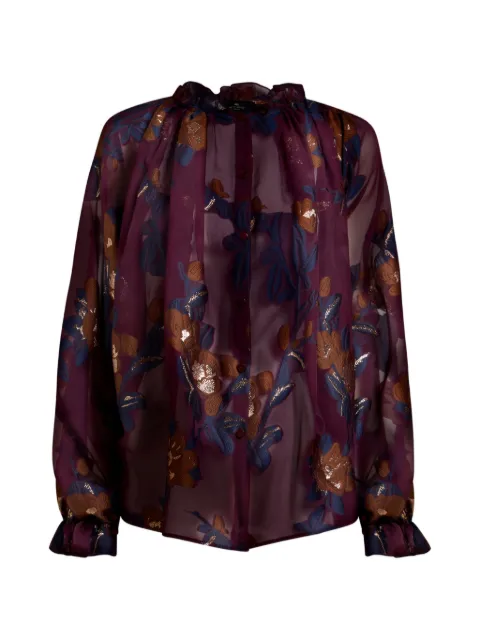 ETRO silk-blend jacquard shirt with fil coupé flowers Red WRIA010799TJA16