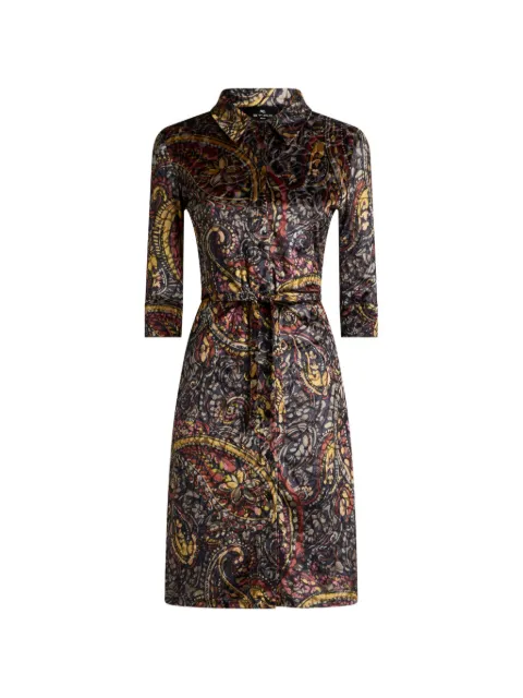 ETRO mini shirt dress in burnout chenille with floral Paisley overprint Black WRHA065599IAS1E