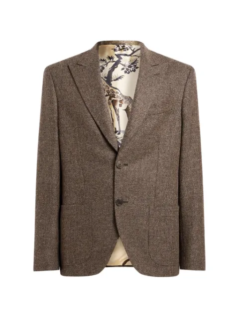 ETRO single-breasted wool-blend basketweave jacket Brown MRCA008199TUB11