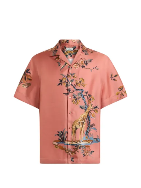 ETRO silk bowling shirt with placed flower and animal print Pink MRIC001399SP11V