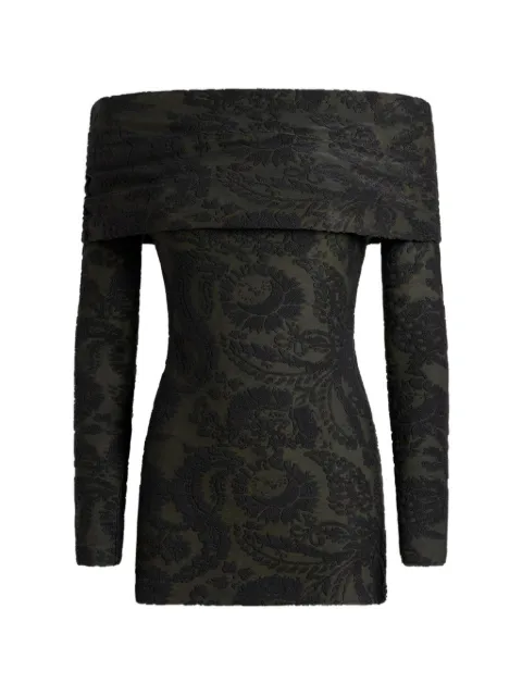 ETRO sweater in chenille jacquard with Paisley foliage motif Green WRJA019999JJD16