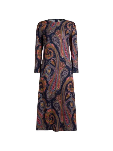 ETRO crepe midi dress with Paisley motif Blue WRHA056399SA418