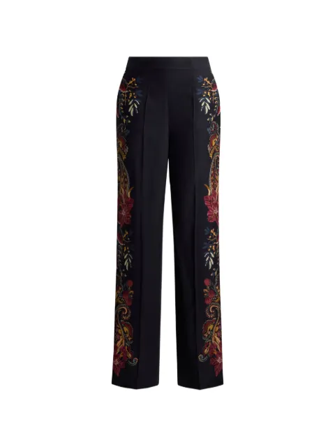 ETRO silk trousers with placed floral Paisley print Black WREA0014AK15Z