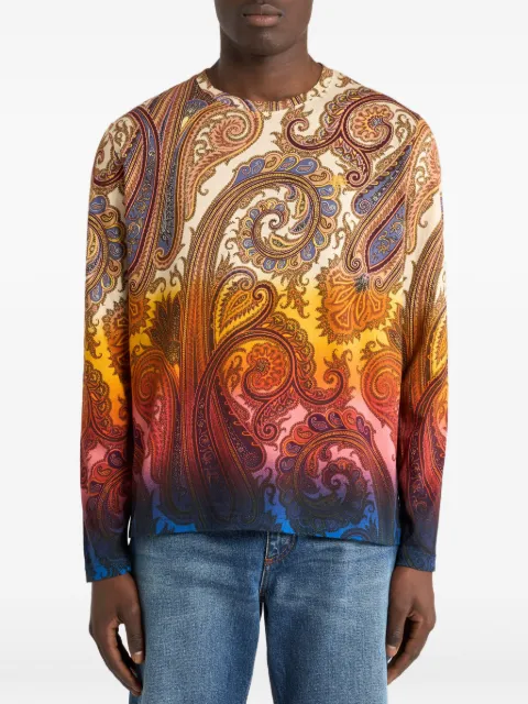 ETRO cotton-jersey sweater with degradé Paisley-motif Neutrals MRMA0018AK13Z