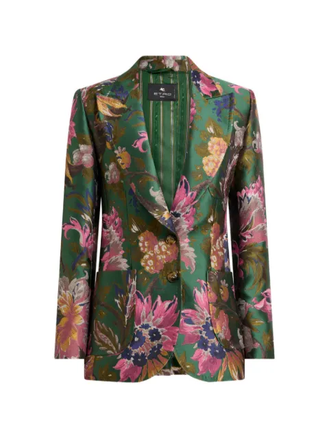 ETRO single-breasted cotton-blend jacquard jacket with floral motif Green WRCA000999TJA14
