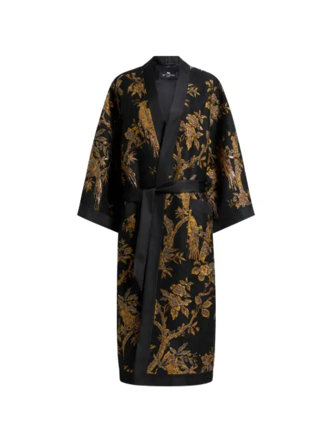 ETRO kimono coat with beads and nature embroidery Black WRAA0119AR11G