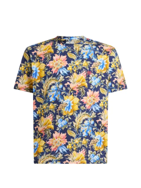 ETRO cotton-jersey T-shirt with floral-motif Blue MRMA0002AK146
