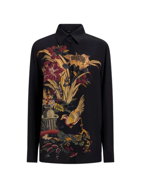 ETRO silk shirt with placed front print Black WRIA0013AK166