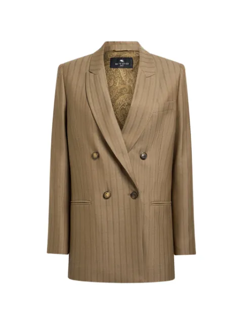 ETRO double-breasted wool jacquard jacket with striped pattern Neutrals WRCA010899TJ213