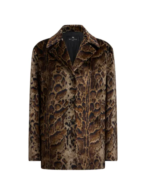 ETRO cropped velvet coat with leopard motif Brown WRBA009099SAE1P