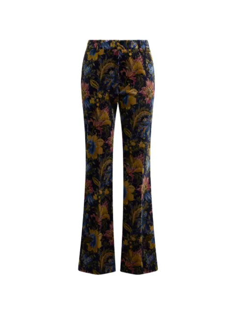 ETRO cotton velvet trousers with floral overprint Blue WREA007099SAE1C