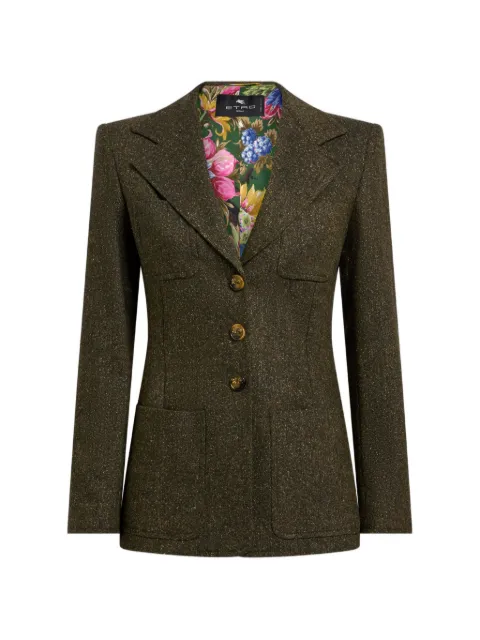ETRO single-breasted wool-blend jacquard jacket Green WRCA012899TUBS2
