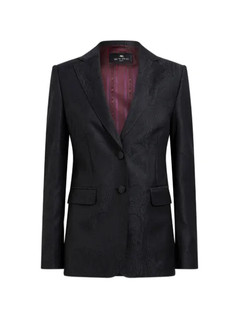 ETRO single-breasted wool jacquard jacket with Arnica motif Black WRCA003499TJ218