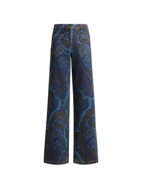 ETRO wide-leg jeans in stretch-cotton denim with Paisley motif Blue WRNB0040AK157