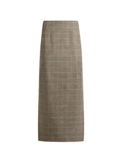ETRO stretch wool midi skirt with Prince of Wales motif Neutrals WRFA021499TQB1D
