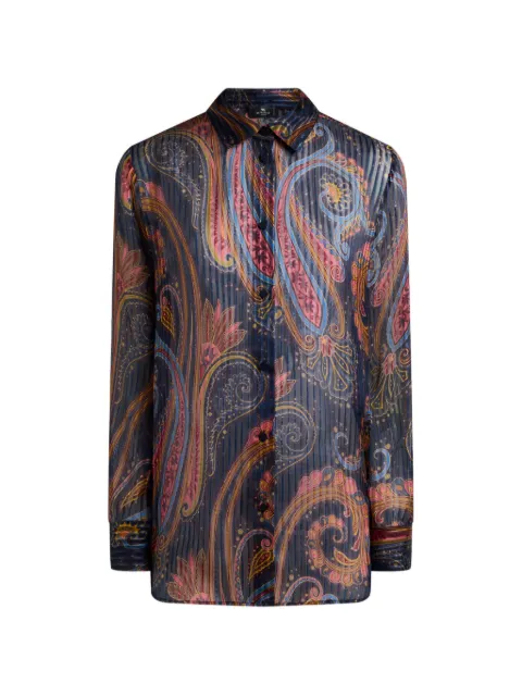 ETRO silk shirt with Paisley motif Blue WRIA0013AK176