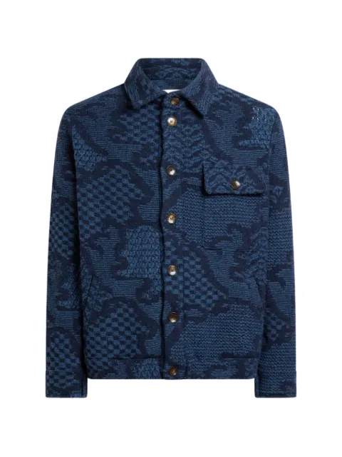 ETRO patterned wool-blend overshirt jacket Blue MRKH0004AU11F