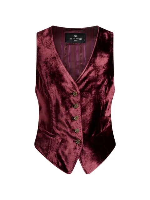 ETRO single-breasted velvet waistcoat with Pegaso buttons Red WRDA000699TCD01