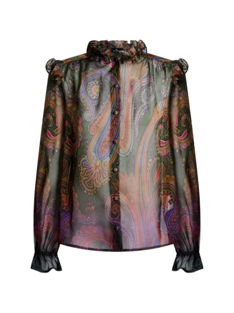 ETRO silk shirt with placed degradé paisley-print Green WRIA007899SP12B