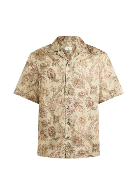 ETRO bowling shirt in cotton satin with floral Paisley motif Neutrals MRIC001399SA51J