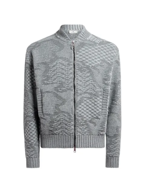 ETRO knit wool-blend bomber jacket with motif Grey MRKP0008AU11F