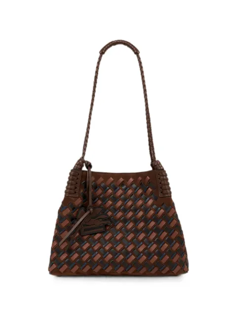 ETRO small Libra tote bag in suede and woven leather Brown WP1D0052AE11J