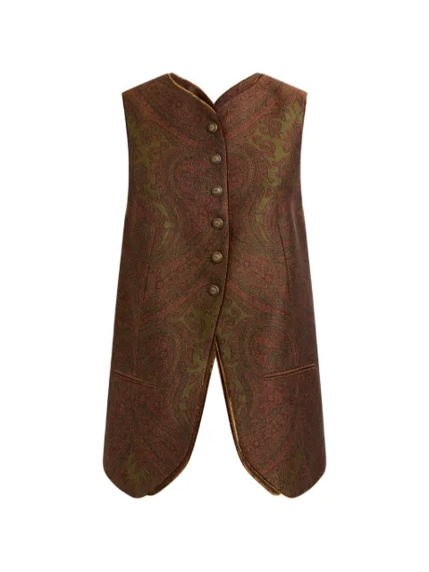 ETRO wool-blend jacquard waistcoat with Paisley motif Brown WRDA001499TJB1B