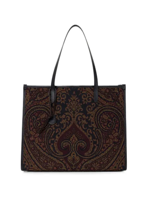 ETRO large Love Trotter bag in jacquard fabric with Paisley motif Blue WP1D0065AQ13A