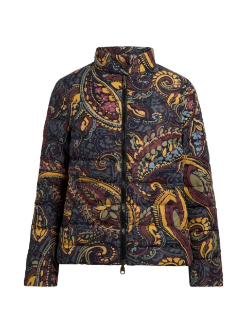 ETRO cropped recycled nylon down jacket with Paisley motif Blue WRBB001299SAS1K