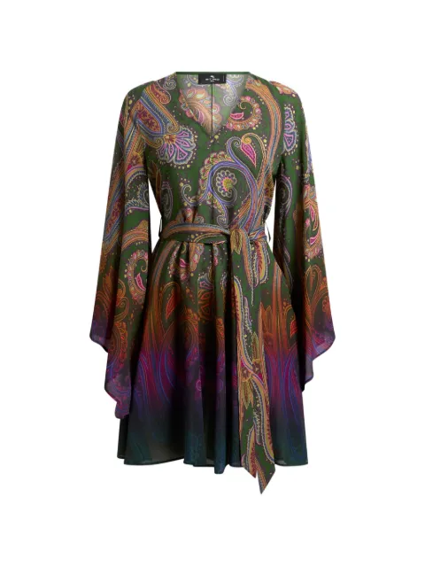 ETRO paisley-pattern belted mini dress Green WRHA0523AK15J