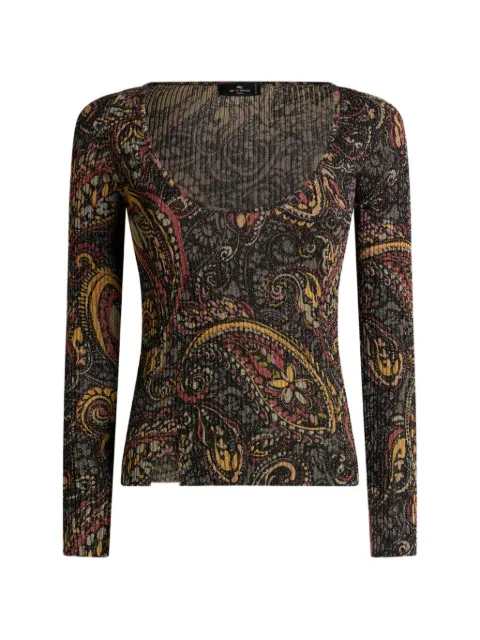 ETRO ribbed sweater with floral Paisley motif Black WRKE0430AK1CK
