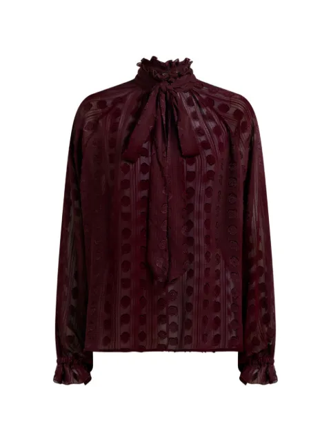 ETRO jacquard blouse with silk scarf and fil coupé motif Red WRJA015799TJA19