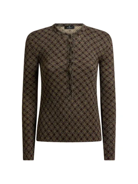 ETRO ribbed henley-neck sweater with micro diamond motif Green WRKE0421AE115