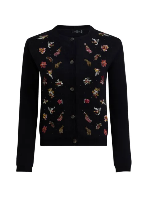 ETRO wool and cashmere cardigan with embroidery and beads Black WRKP0010AR11O