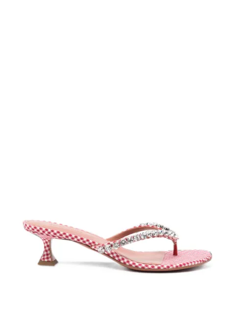 Amina Muaddi Gigi crystal-embellished gingham-pattern thong sandals Red GIGITHONG45