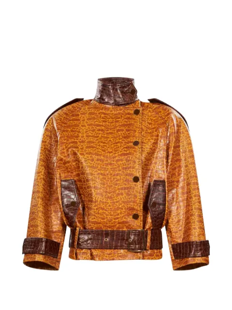Rowen Rose croc-effect belted jacket Orange RR458MSTRDTN