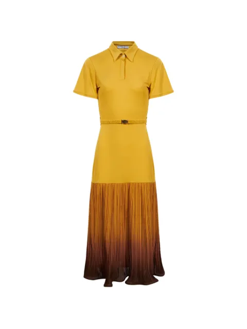 Rowen Rose polo-collar ombré-effect midi dress Yellow RRJ453MSTRDBRWN