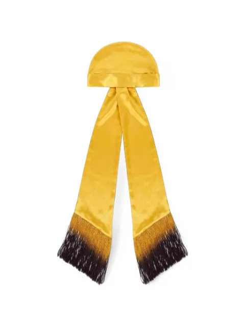 Rowen Rose fringe-trimmed satin hat Yellow RRHAT11MSTRD
