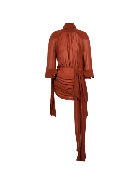 Rowen Rose ruched draped-detail mini dress Brown RR479TN