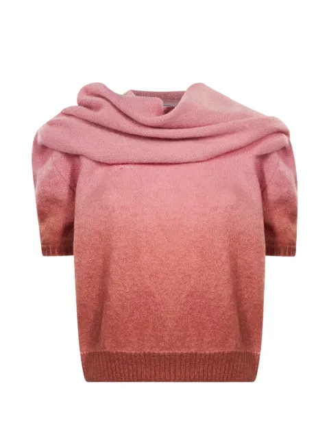 Rowen Rose gradient-effect draped-neck sweater Pink RRK558PNKBRWN