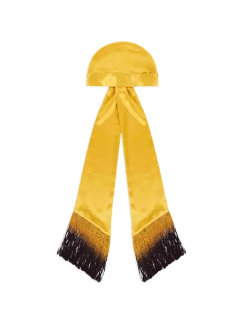 Rowen Rose fringe-trimmed gathered hat Yellow RRHAT09MSTRD