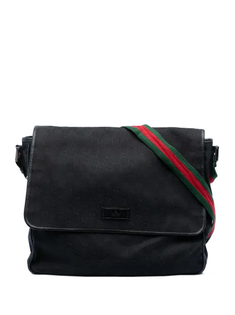 Gucci Pre-Owned 2016-2026 GG Canvas Web Flap Messenger Bag crossbody bag Black E0J5XSR1EP309BUY