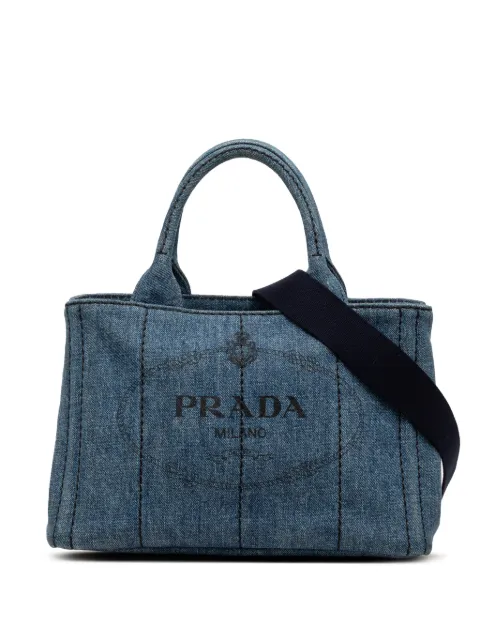 Prada Pre-Owned 2013-2026 Small Denim Canapa Logo satchel Blue EK917DV1365Q06A3