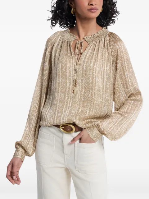 Michael Kors smocked tie-neck blouse Neutrals MT6410BL3E