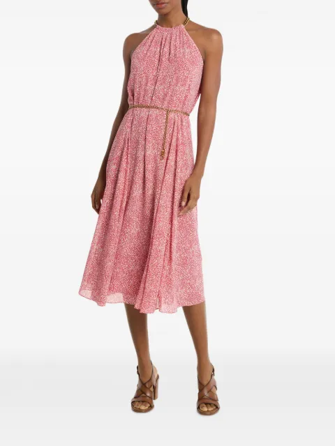 Michael Kors chain-belt halter midi dress Pink MT681JCL42