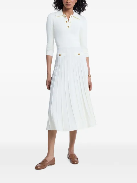 Michael Kors pleated polo-collar midi dress White MT683J3BFD